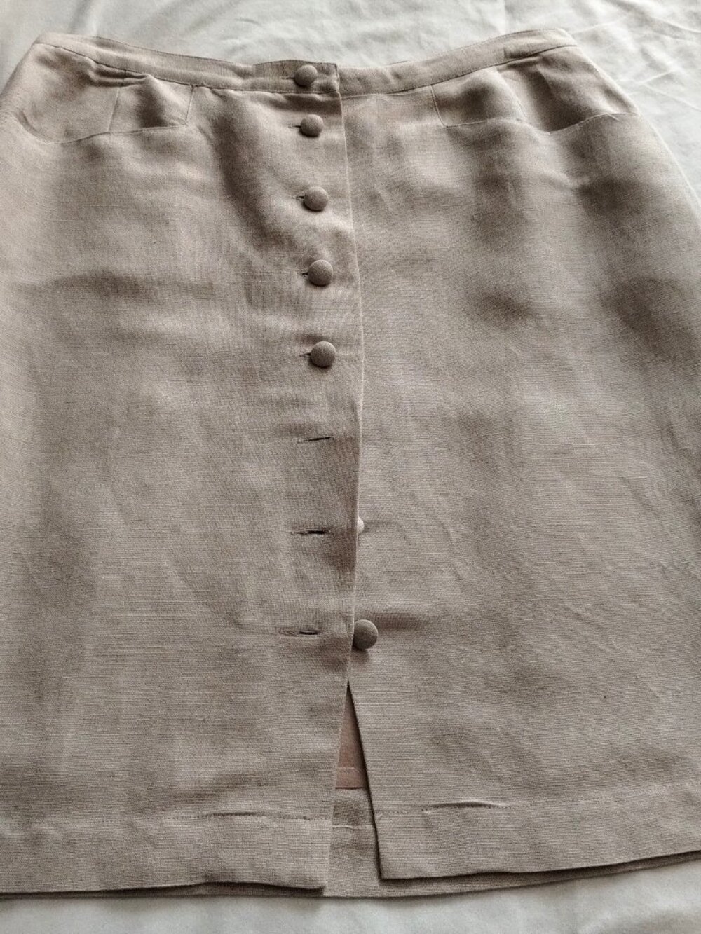 (Vintage) EXPRESS Beige A-LINE Button Front LINEN Blend Skirt Sz 11